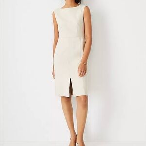 NWT Ann Taylor Women’s Sleeveless Seamed Sheath Dress Off White Cream 2 Tall